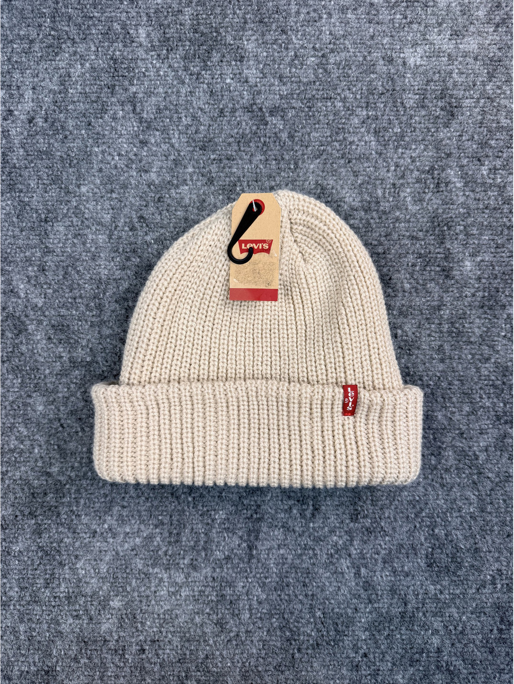 Levi's Cream Knit Beanie Hat